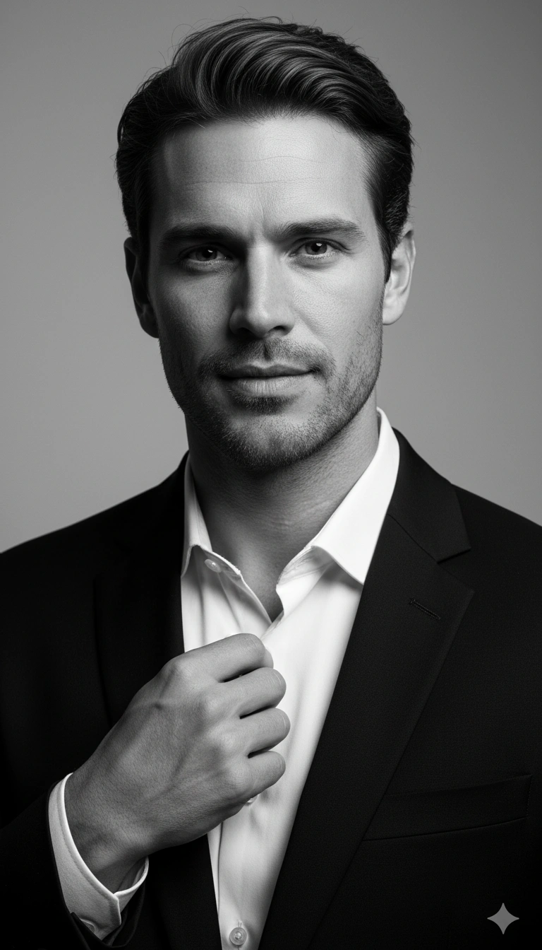 Classic Black White And Portrait Cinematic AI generation example for Black And White Portrait - PROMPT: Create a portrait of the woman from the provided reference image. Do not alter any facial fe...