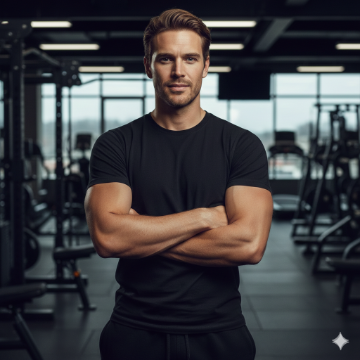 Google Gemini Gym Gym Portrait Cinematic Portrait AI generation example for Gym Portrait - STRICT FACE LOCK: Use only the provided facial reference image with absolute precision do not alter ...