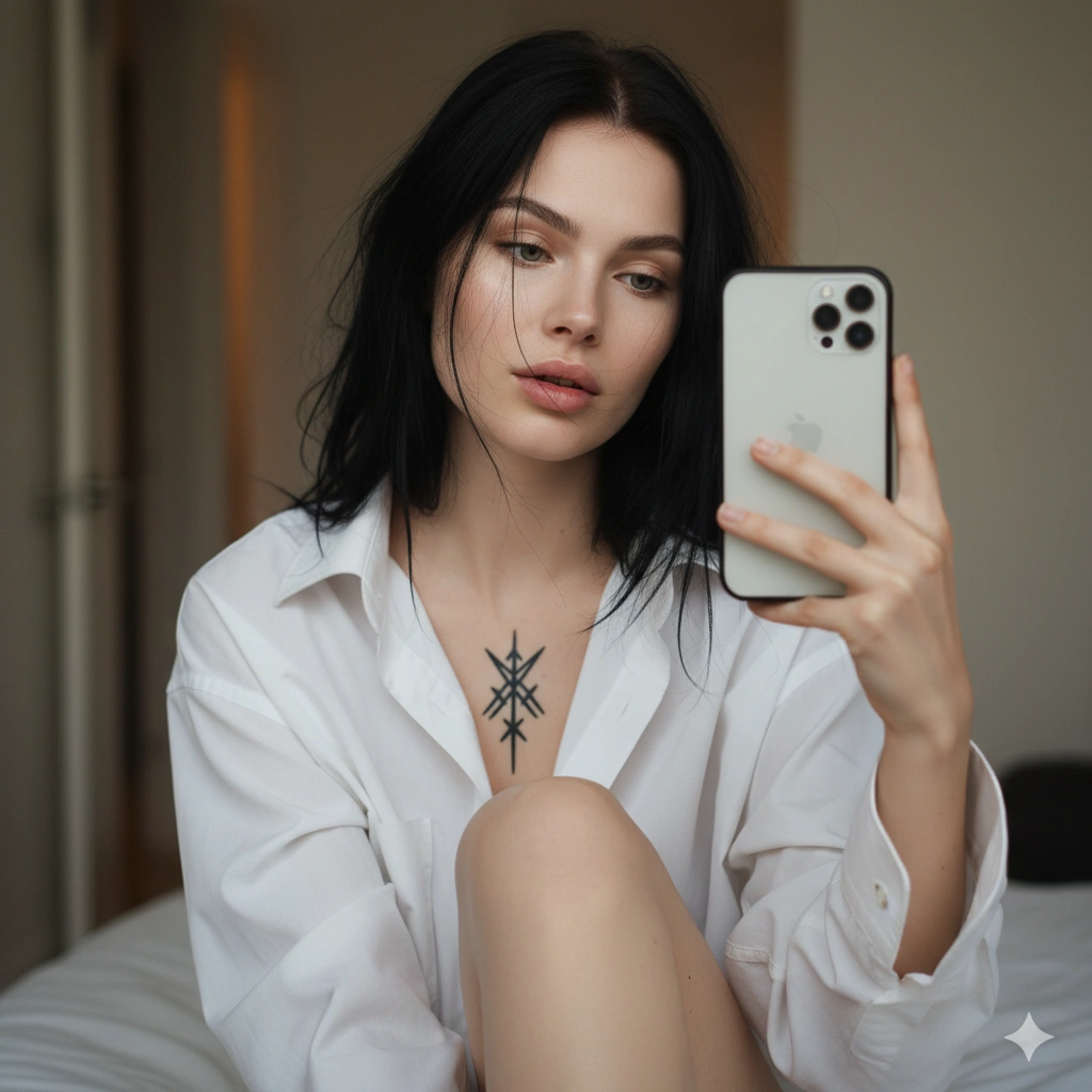 Arcane Sigil Gothic Hot Girl Portrait Photorealistic 8K AI generation example for Hot Girl Portrait - SUBJECT DESCRIPTION:
Ultra-photorealistic iPhone selfie portrait of a young woman based on the uplo...