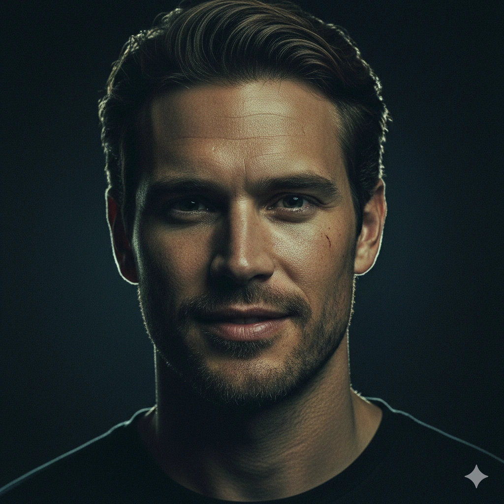 Professional Studio Female Moody Portrait Cinematic AI generation example for Moody Portrait - PROMPT: Create a cinematic moody portrait using dramatic low key lighting, deep shadows, rim lightin...