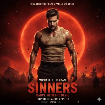 SINNERS Dance Devil Movie Cinematic Photorealistic AI generation example for Sinners Movie - STRICT FACE LOCK (ABSOLUTE HIGHEST PRIORITY): Use only the provided facial reference image with abso...