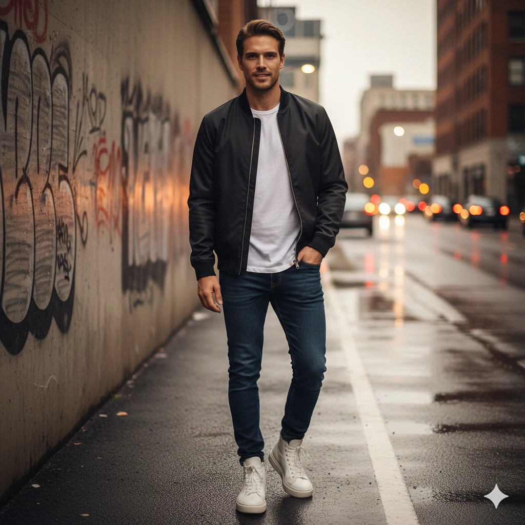 Concrete wall streetwear Boy Cinematic Portrait AI generation example for Streetwear Boy - PROMPT: Generate an ultra-realistic cinematic streetwear portrait of the young man from the referenc...
