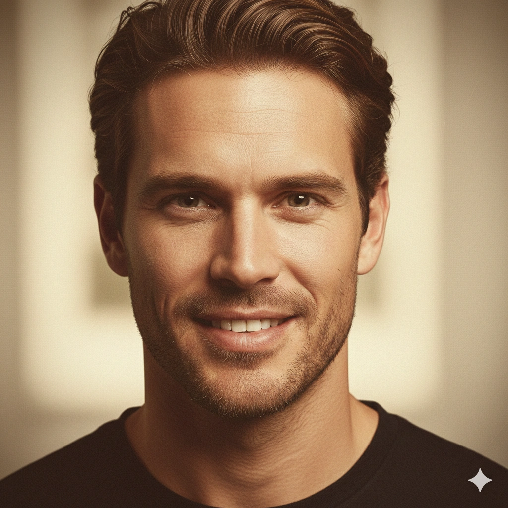 Vintage film portrait AI generation example for Vintage Portrait - PROMPT: Transform the uploaded photo into a vintage film-style portrait. Emulate analog photography ...