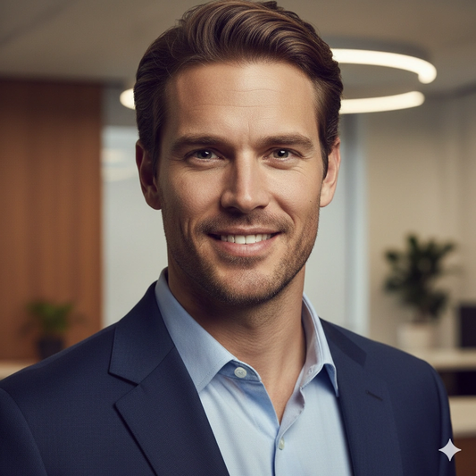 Client facing professional Business Portrait Cinematic AI generation example for Business Portrait - PROMPT: Generate a client facing professional portrait featuring confident postu...