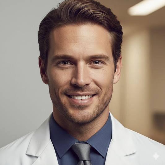 Professional Studio Female Portrait AI generation example for Business Portrait - PROMPT: Create a professional healthcare portrait with the subject facing forwar...