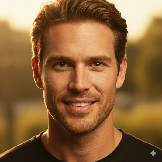 Golden Hour Cinematic Portrait AI generation example for Cinematic Portrait - PROMPT: Transform the uploaded photo into a cinematic portrait shot during golde...