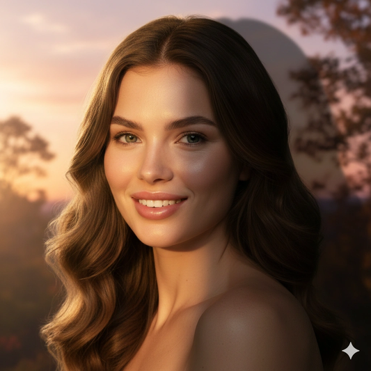 Golden Hour Cinematic Female Portrait AI generation example for Cinematic Portrait - PROMPT: Create a highly detailed cinematic portrait of the young woman at golden...