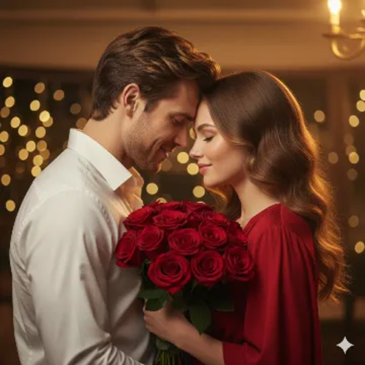 Whispers Roses Intimate Happy Rose Day Cinematic Portrait AI generation example for Happy Rose Day - STRICT FACE LOCK: Use only the provided facial reference image with absolute pre...