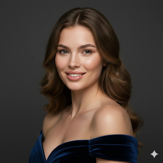 Luxury Studio Glam Hot Girl Portrait Cinematic AI generation example for Hot Girl Portrait - PROMPT: Create a high-fashion studio portrait of a confident woman posed against...