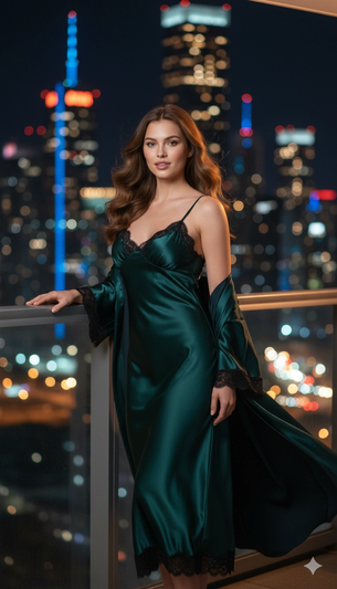 Luxury Balcony Night Hot Girl Portrait Cinematic AI generation example for Hot Girl Portrait - PROMPT: Create a portrait of the woman from the provided reference image. Do not...