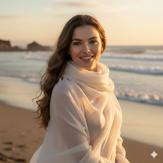 Coastal Breeze Fashion Hot Girl Portrait Cinematic AI generation example for Hot Girl Portrait - PROMPT: Generate a photorealistic coastal portrait of a young woman standing alo...