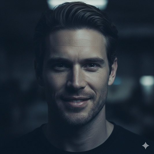 Dark ambient portrait Moody 8K AI generation example for Moody Portrait - PROMPT: Create a moody portrait of the subject (reference) in an indoor dim-lit ...