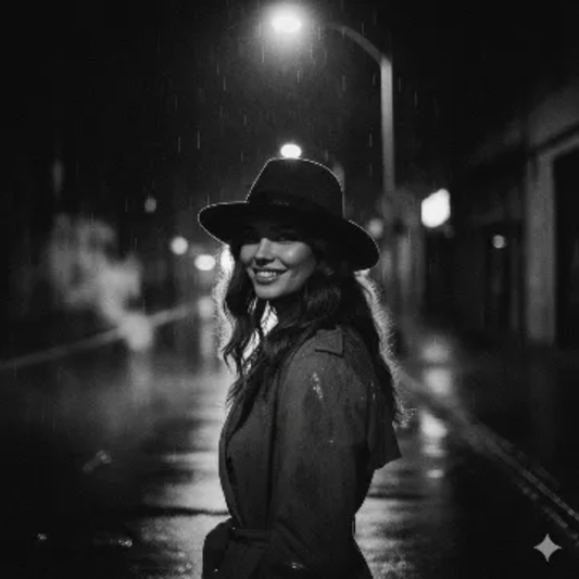 NeoNoir Detective Movies Cinematic Portrait AI generation example for Movies - STRICT FACE LOCK: Use only the provided facial reference image with absolute pre...