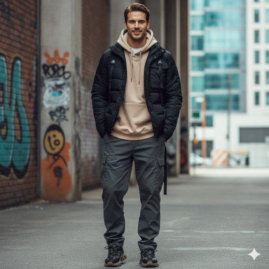 Streetwear Style Male Boy Cinematic Portrait AI generation example for Streetwear Boy - PROMPT: Create a stylish streetwear portrait in a modern urban environment with ...