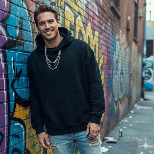 Graffiti alley portrait Streetwear Boy Cinematic AI generation example for Streetwear Boy - PROMPT: Portrait of a young man (reference) leaning against a colorful graffiti ...